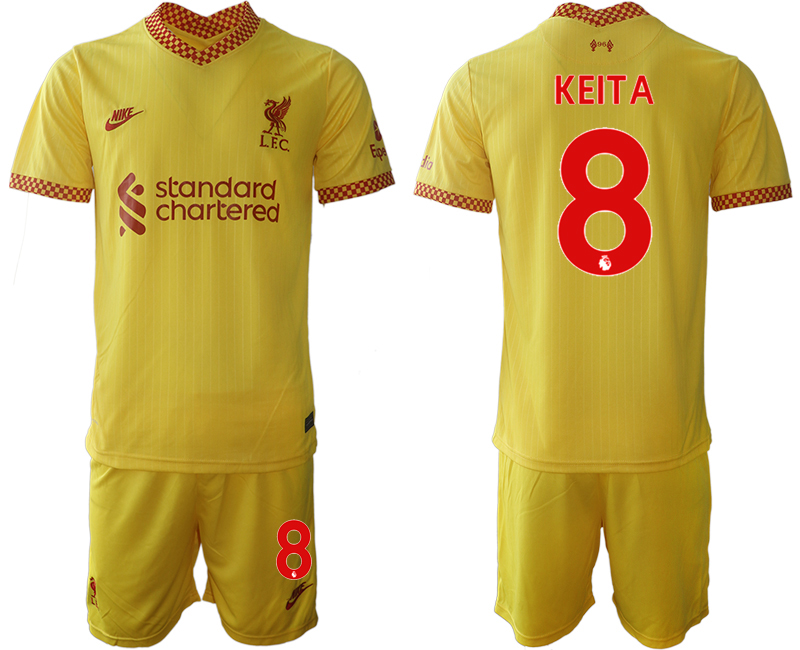 Men 2021-2022 Club Liverpool Second away yellow #8 Soccer Jersey